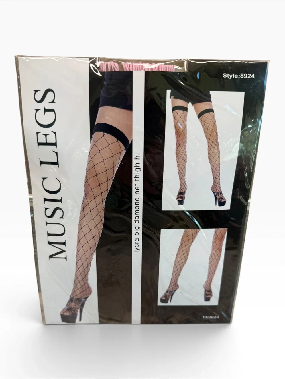 Music Legs Big Diamond Net Thigh Hi Stockings Pink 8924 OS Fits 5’-5’10”